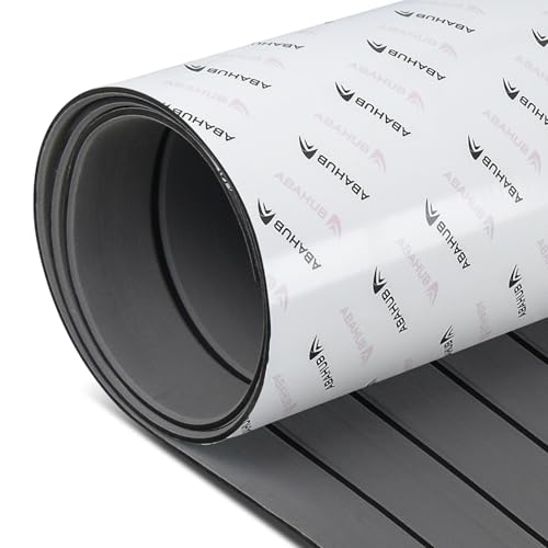 Abahub Teca Sintética Barco Alfombra Autoadhesiva de Espuma EVA Accesorios Náuticos para Barcos Suelo Antideslizante Alfombra de Cubierta de Barco Marino para Barcos Piscina Piso de Yate 121x42cm