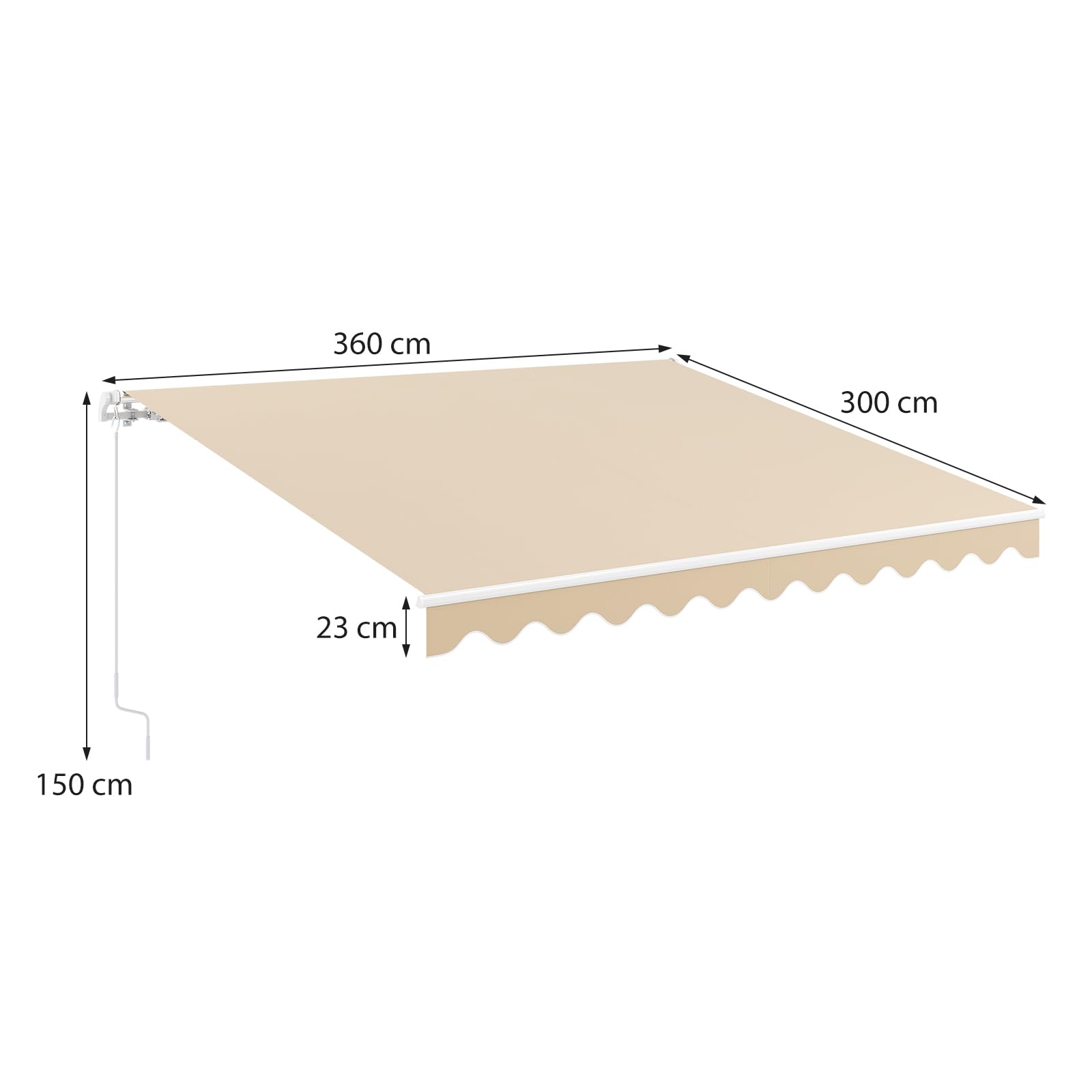 GOPLUS Store Banne Manuel 3,6Mx3M, Auvent de Terrasse Extérieur et Tissu Résistant aux UV avec Manivelle et Angle Réglable 5-35°pour Patio,Balcon,Terrasse(Beige)