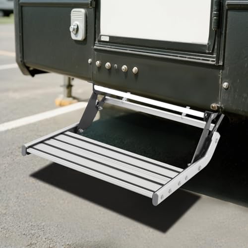 Wohnmobil Außentreppe Trittstufe Aluminium Mit LED Beleuchtung Manuelle Klappbare Rutschfeste Wetterfeste Einzelstufe Einfache Montage Zubehör Für Wohnwagen Camper RV Autozubehör Für Eingang Treppe