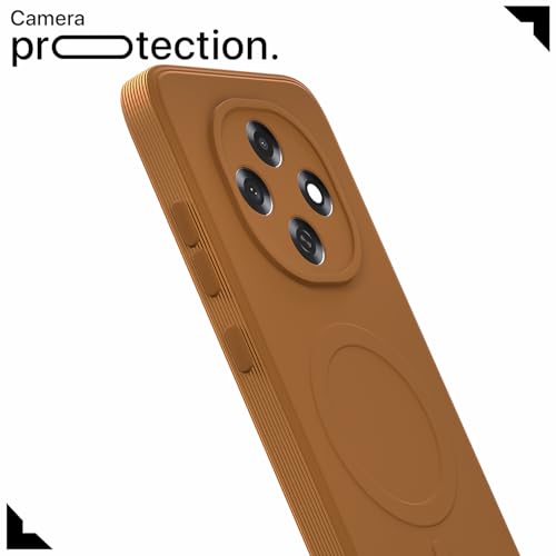 Image of Outlouders Back Cover for Oppo F31 Pro 5G Soft Matte Silicone Cover with Slim Fit | Mag-Safe Logo (Not Mag-Safe Compatible) | Shockproof | Camera Protection Bumper Case (Orange)