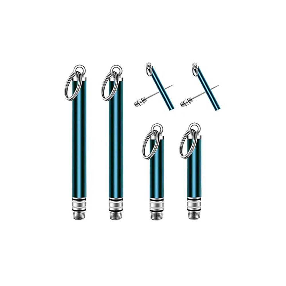 4 Reusable Titanium Toothpicks with Protective Holder - Mini Metal and Stainless Steel Portable Set for Household and Outdoor Use (2 Long &amp; 2 Short, Blue)