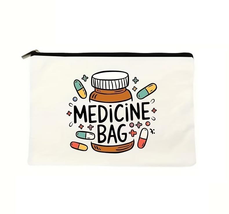 Bs amor Medicine Bag Printed Canvas Zipper Pouch Gift | Multipurpose Makeup, Cosmetic & Travel Organizer Bag |19x12.5cm-image-45