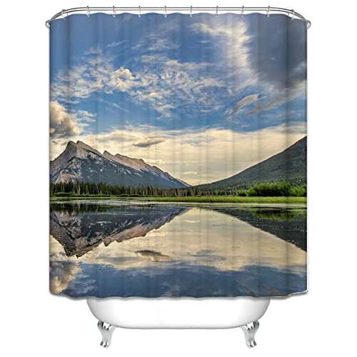 Rideau douche salle de bain bleu vert polyester KnSam 165x200 - 3