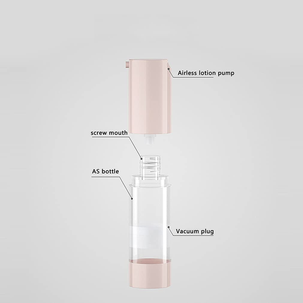 TIANZD 12 Stück 30ml Leer Transparent/Rosa Airless Pumpspender Pumpflasche mit Airless-Spender Kosmetik Vakuum Cremespender Spenderflasche zum Befüllen Flasche für Gel Lotion Shampoo Reise