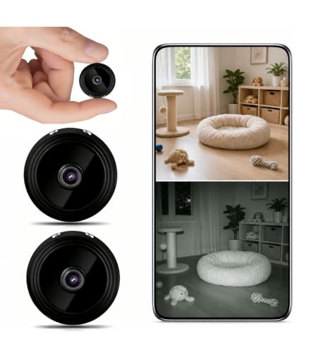 XUEVORIY 2Pcs Mini Hidden WiFi Camera Indoor Outdoor Security Spy Cam with Night Vision & Motion Detection Portable Tiny Surveillance Camera for Home Office X/Y