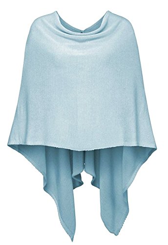 Poncho de bufanda de algodónu00a0u0096u00a0Alta calidad Cape para mujeru00a0u0096u00a0Gamuza para colgar XXL y túnicau00a0u0096u00a0Jersey de puntou00a0u0096u00a0Sudaderau00a0u0096u00a0estola para verano e invierno de Cashmere Dreamsu00a0u0096u00a0Zwilling Corazón azul celeste Talla única