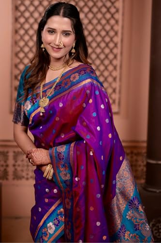Image of SGF11 Women's Kanjivaram Pure Soft Silk Saree With Unstitched Blouse Piece