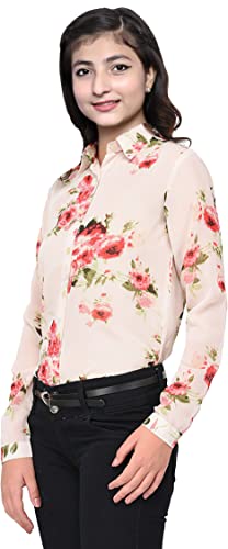 Image of Women Spread collar floral print regular shirt-64 White