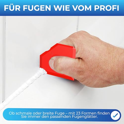 KISTEK® Silikon Fugenglätter Set [5-teilig] - 5 Verschiedene Silikon Abzieher zum Glätten von Acryl- & Silikonfugen inkl. Ratgeber für perfekte Fugen