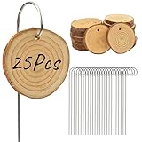 Temlum Wooden Plant Labels with Marker Pen, 25 Pcs...