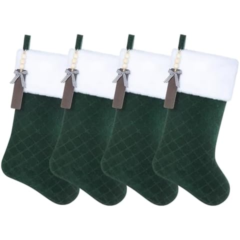 Shgngle Green Velvet Christmas Stockings Cover