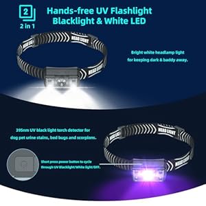   COSOOS-2IN1-UV-Headlamp-Flashlight-Black-Light-Rechargeable-LED-Hand-Free-Blacklight-395nm-Mini-Headlight-with-White-Ultraviolet-Light-Detector-for-Pet-Dog-Cat-Urine-StainBed-BugScorpions-Finder