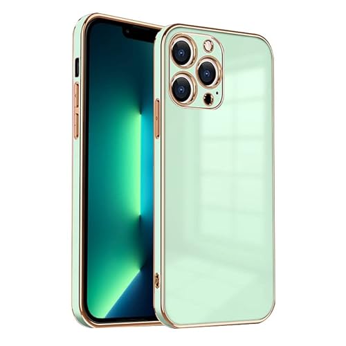 ZNX\ZENIX iPhone13 Pro ケース TPU おしゃれ バンパー型 ケース ストラップホール かわいい くすみカラー ゴールド 大人 ZX-milky2 (iPhone13 Pro (6.1), ミントグリーン)