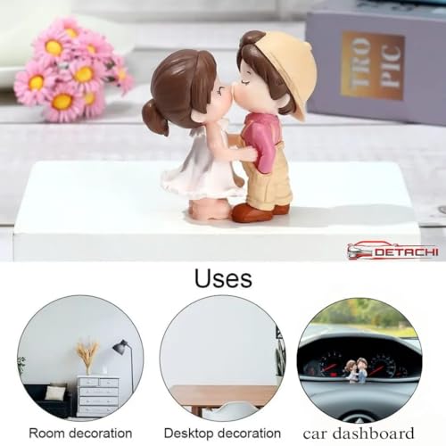 Image of DETACHI Car Dashboard Couple Showpiece Figurine Toys Gift with 4 Resin Adhesive Stickers for Car Lovers, Adorable Accessories for Interior Car Decoration