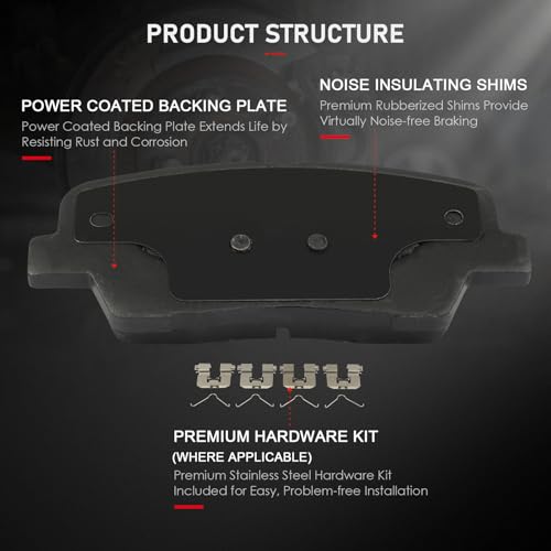 Image of cciyu D1916 Rear Ceramic Disc Brake Pads Kit For Hyundai For Santa Fe 2017-2018,For Santa Fe Sport 2017-2018,For Santa Fe XL 2017-2019,For Kia For Sorento 2016-2020