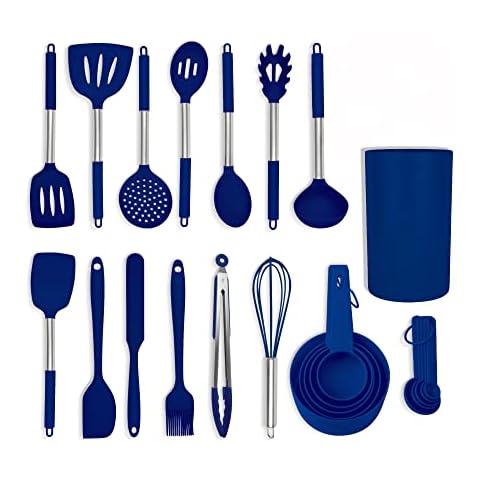 Culinary Couture 24-Piece Blue Stainless Steel & Silicone Cooking Utensil Set, Heat-Resistant Cooking Utensils, Non-Scratching Kitchen Cooking Utensils, Includes a Bonus Recipe E-Book Cover