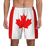 fifbird pantaloncini da bagno traspiranti ad asciugatura rapida da uomo, stampa bandiera canadese, per l'estate, il surf, la spiaggia, bianco, s
