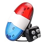 Bike Horn Bicycle Police Sound Light - FRESHOOL Bike Electric Horn 6 LED Lights 4 Sounds Trumpet Cycling Horn Bell Siren Warning Safety Waterproof Bicycle LED Lights for Bike Bicycles Road Biking etc.