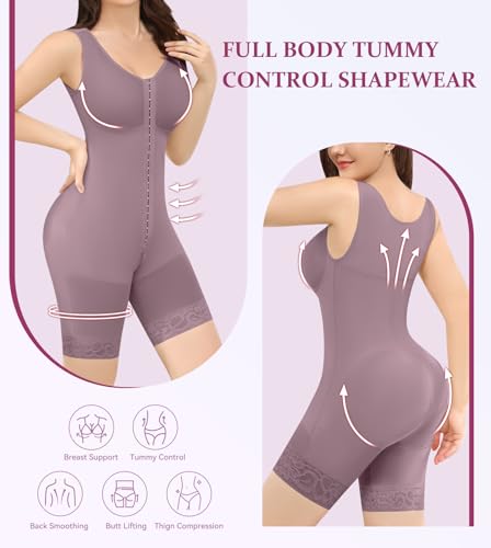 Image of M MYODRESS Fajas Colombianas Reductoras Y Moldeadoras Levanta Cola Tummy Tuck Compression Garment Full Body Shaper Stage 2 Bbl Shapewear for Women Bodysuit Waist Trainer Purple S