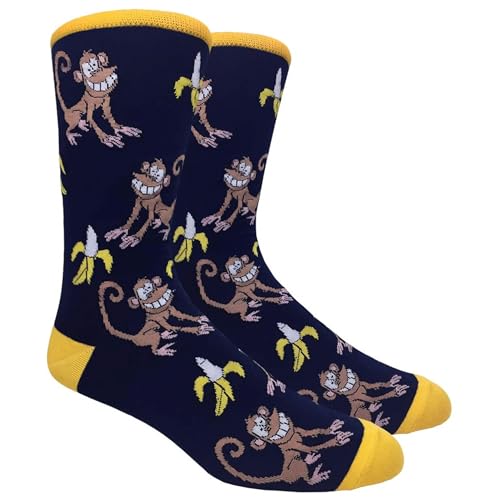 COUVER Mens Cotton Novelty Crew Dress Socks with Cute Animal Design, 10-13, 1 Pair