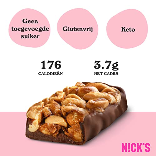NICKS Peanut crunch, vegan pinda noten reep met keto chocolade, zonder toegevoegde suikers, glutenvrij (12x40g) - Image 3