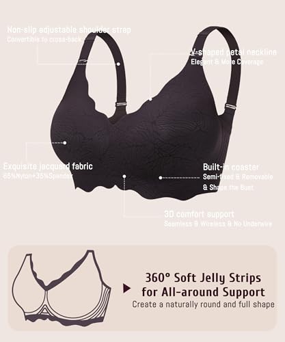 Gailife Scalloped Womens Bras No Underwire Wireless Seamless Bra Push Up Bralette Full Coverage Comfort Raceback Everyday Bra - Image 5