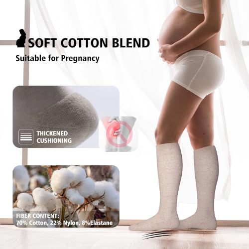 Image of LEVSOX Cotton Compression Socks for Women&Men 20-30mmHg Knee High Cute Support Sock for Nurses Pregnancy Travel