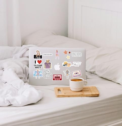 Image of Pack of 60+ Taylor Stickers - Waterproof for Scrapbook, Wa TER Bottles, Book, Laptop, Guitar, Skateboard, Suitcase - Cute Aesthetic Trendy Music
