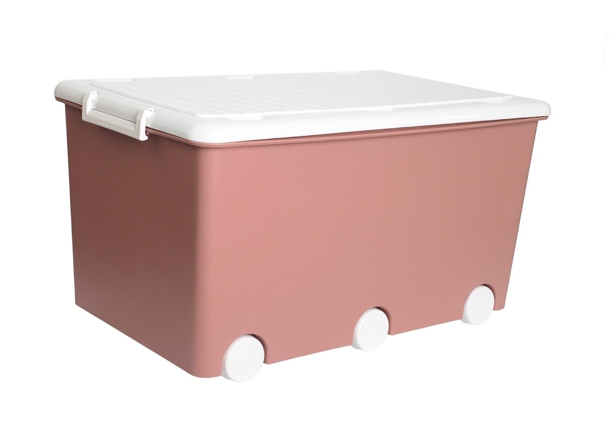 Tega Baby Pink Multifunctional Storage Box For Toys And Other Items, Sturdy Plastic Container With Wheels, Stackable Capacity 60 Litres, Snap Latch, 57 X 36 X 31 Cm,