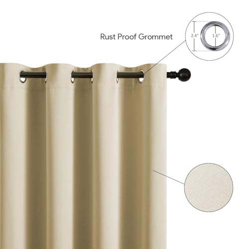 Image of LINENWALAS 100% True Blackout Curtains for Window (6 Feet) - Set of 2 | Matte Finish Complete Light Block | Thermal Insulated & Noise Reducing Room Darkening Curtains | UV Protection (Buff Beige)