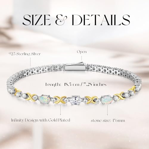 FANCIME Birthstone Tennis Bracelet for Women Sterling Silver Double Birthstone Jewelry Anniversary Birthday Gifts for Women 7.28inch3