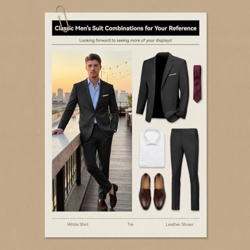 Image of Mens 2 Piece Suit Slim 2 Button Prom Suit Jacket Pants Tuxedo Set