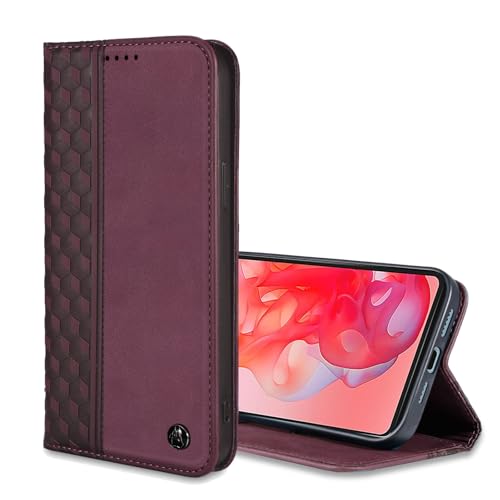 Image of Wallet Case for Motorola Moto G Stylus 5G 2024 6.7 inch - PU Leather Flip Cover with Card Holder Slots, Strong Magnetic Folio Phone Case, Wine red