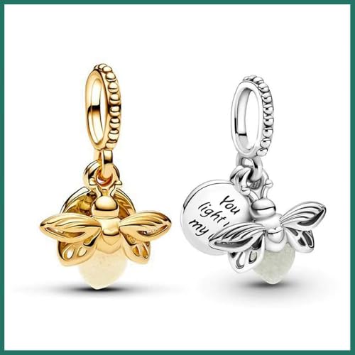 CIlight Glow-in-the-Dark Firefly Pendant Dangle 925 Sterling Silver Charms Fit for All Brand Bracelet Jewelry Gifts for Women3