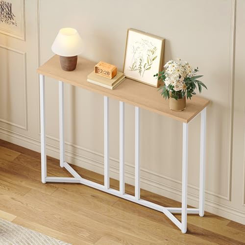 YITAHOME Mesa Consola Estrecha, 20 x 80 x 80 cm, Mesa Consola Blanca de 20 cm de Profundidad, Mesa Auxiliar Alta, Mesa de Pasillo, Mesa Estrecha para Pasillo, salón, Dormitorio