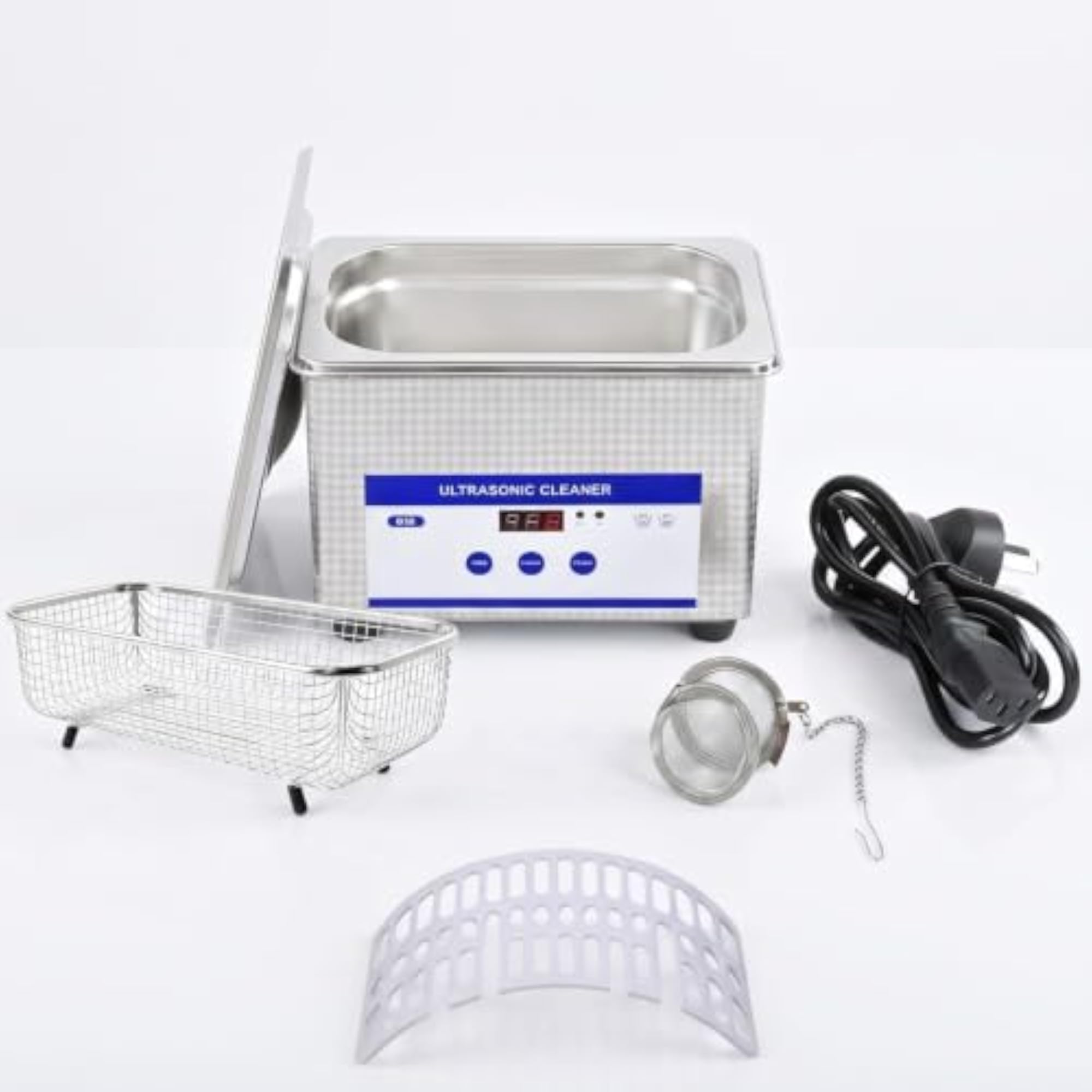 Digital Sonic Cleaner with Basket, Compact Jewelry Cleaner