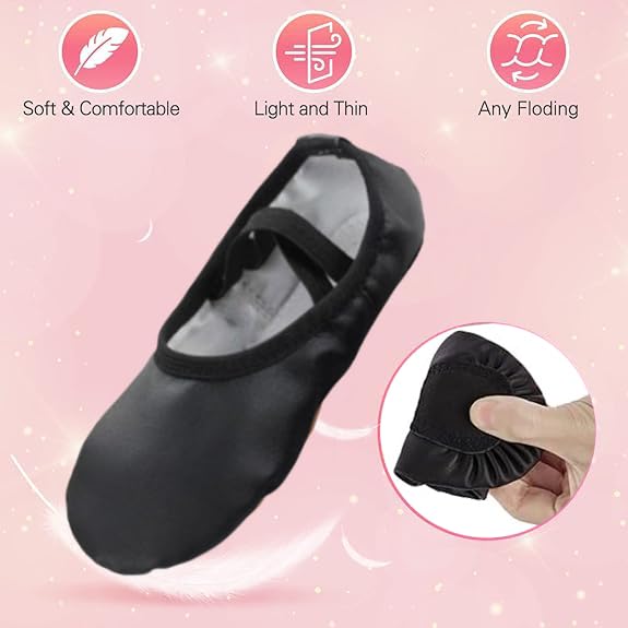 Ballet Shoes Dance Practice Slippers No-Tie Sole Yoga Gymnastics Shoes PU Flat Shoes3