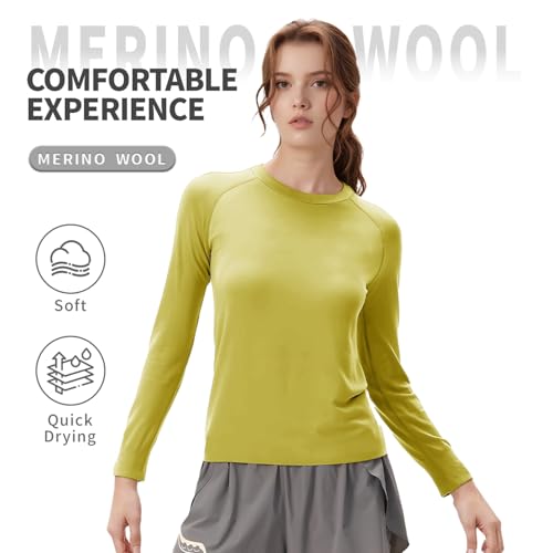 Outdoor Merino Wool Quick Drying Women's Hiking T-Shirt Crewneck Long Sleeve Extra Thick2
