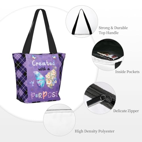 Tote Bag for Women, Large Reusable Grocery Bag with Zipper, Everyday Carry Tote for Work, Travel & Shopping3