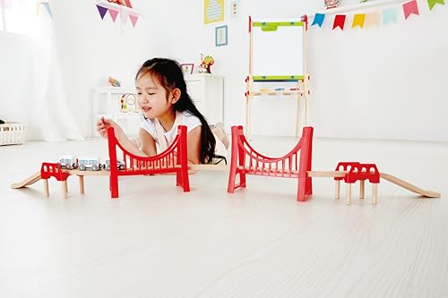 Hape Eisenbahnwelt Große Doppel-Hängebrücke, aus Holz, ab 3 Jahren
