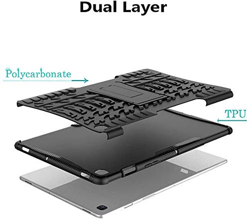 Image of MoreFit Hybrid Back Cover Case with Kickstand Wheel Pattern for Samsung Galaxy Tab S5e 10.5 Inch 2019 T720 / T725 - Black