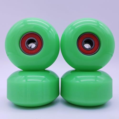 Sawhamale 4 ruedas de monopatín de longboard suaves de 52 x 32 mm 95A con rodamientos ABEC-9 para crucero callejero (verde)