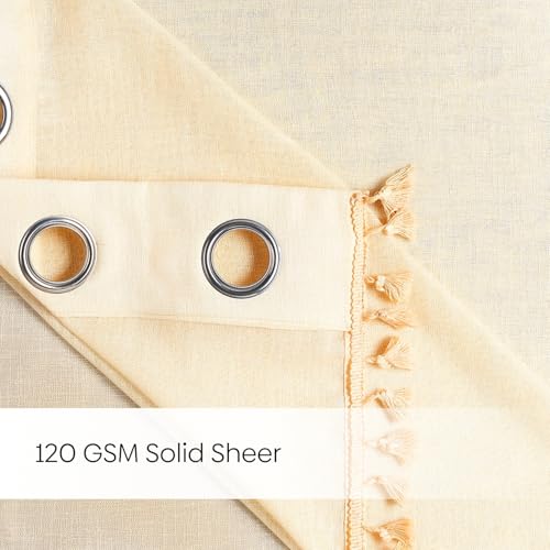 Image of haus & kinder Sheer Door Curtains 7 Feet Long Pack of 2 Door Curtains, 7 Feet Curtains for Door, Light-Filtering & Breathable (Luma Cream, 114x213cm)