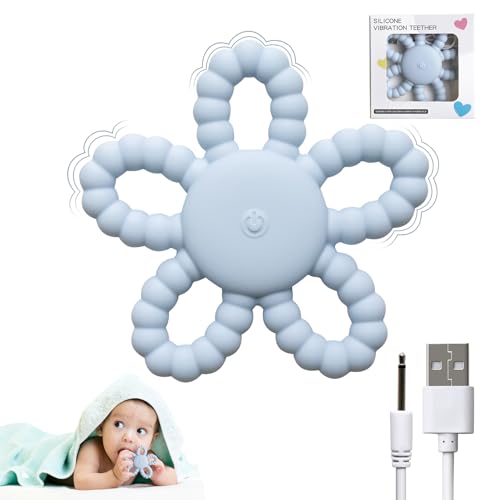Image of Vibrating Sensory Chew Toy, Vibrating Teether for Baby, Silicone Children Infant Teething Ring Relief for Babies 0-6 0-12 0-36 Month, USB Chargeable &3X Vibration Gift Kid with Autism Toddler