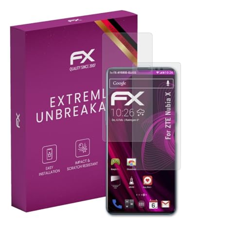 atFoliX Lámina Protectora de plástico Cristal compatible con ZTE Nubia X Película Vidrio, 9H Hybrid-Glass FX Protector Pantalla Vidrio templado de plástico (Set de 1)