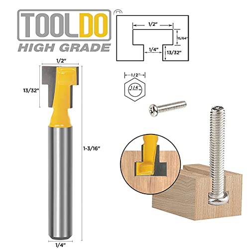 Tooldo Keyhole Router Bit Set- 1/4 Inch Shank Router Bits，5 Pcs Router Bit Set 5/16&3/8 & 1/2 &5/8 &7/16 Inch Blade Diameter #TOP1