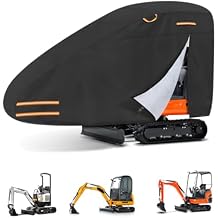 Mini Excavator Cover Fits 3000-4000 lbs Models, 420D Oxford-Fabric Zippered Excavators Cover Compatible with Bobcat E20/Kubota U17/John Deere 17G/Yanmar ViO17, Waterproof UV Dust Snow Rain Protection