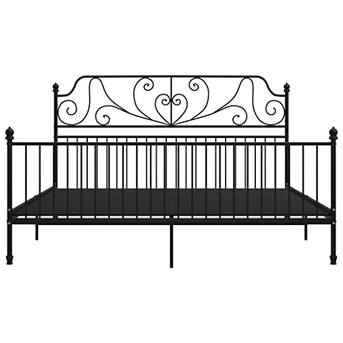 Bettgestell Metallbett Schlafzimmer Bett Doppelbett Schlafzimmermöbel Bettrahmen Lattenrost Pulverbeschichtetes Metall Bettgestell Schwarz,200 x 200 cm – Bild 5