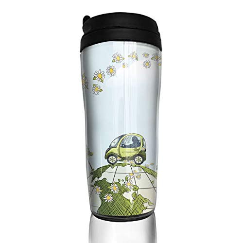 Funny Travel Mugs For Women Men Dad Mom Car Driving Over Globe Coffee