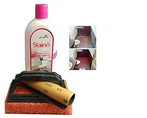 Soljardin Sunshines Pupa Staino Pink Bathroom Tile Cleaner De-Scaler Hard Water Stain Remover (HEAVY DUTY) With Handle Scrubber Kit 550 ml